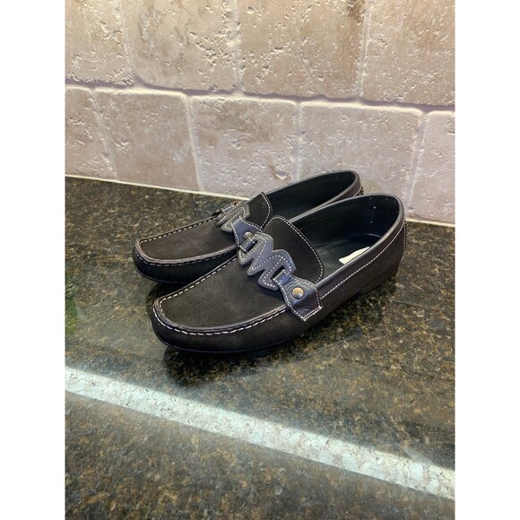 Moschino Vintage Brown Suede Leather Loafers Moc Size 44 EU 11 US - Picture 2 of 7
